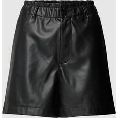 Kunstleder Shorts Tom Tailor Denim Damen Fake-Leder Paperbag Shorts deep black