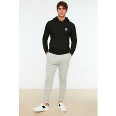 Man Basic Normal Waist Elastic Cuff Tracksuit - Grau