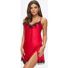 Blonder Negligéer Ann Summers Sorella Chemise I Satin Og Blondestof - Rød