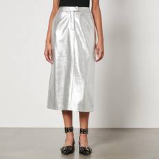 Natural Faldas Jakke Oakland Faux Leather Midi Skirt Silver