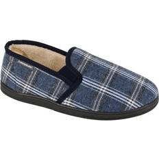 Mens Checked Slippers Blue