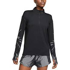 Nike Element Flsh Half-Zip Black/Silver, Female, Tøj, Skjorter, Løb, Sort