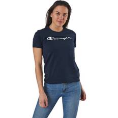 Champion Dame T-skjorter Champion Crewneck T-Shirt Blue, Female, Tøj, T-shirt, Blå