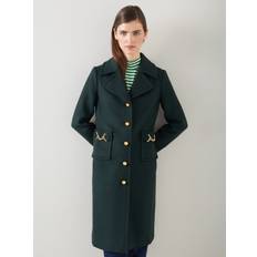 Green - Men Coats L.K. Bennett Womens Gre-forest Spencer Snaffle-embellished Wool-blend Coat