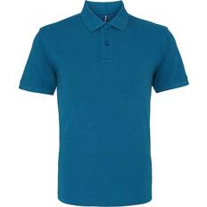 Men - Turquoise Polo Shirts ASQUITH & FOX Plain Short Sleeve Polo Shirt Teal