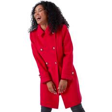 Rojo Abrigos Roman Petite Double Breasted Military Coat Red