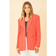 Linen Tops Yumi Red Linen Relaxed Blazer