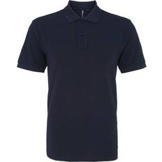 Viscose Polo Shirts ASQUITH & FOX Plain Short Sleeve Polo Shirt Navy