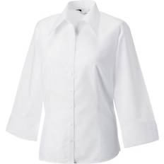 XXL Blouses Russell Athletic Collection Womens/Ladies 3/4 Sleeve Tencel Fitted Shirt White