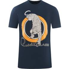 Circular Leopard Logo Navy Blue T-Shirt