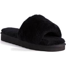 AUS WOOLI AUSTRALIA Sheepskin Fluff Slide Slippers Black