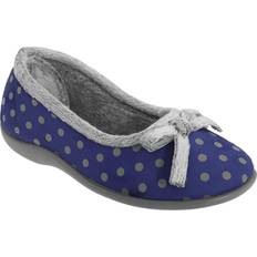 Universal Textiles Louise Polka Dot Bow Slippers Navy