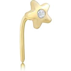 Piercings Jewelco London 9ct Gold Cubic Zirconia Solitaire Lucky Star L-Post Nose Stud, 4mm 1-70-0699