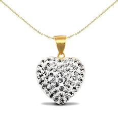 9k Charms & Pendants Jewelco London 9ct Gold Crystal Love Heart Charm Pendant JPD529 One