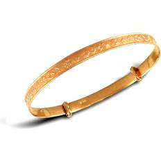 Jewelco London 9ct Gold Nursey Rhymes 2.5mm Expanding Baby Bangle Bracelet JKB008 One