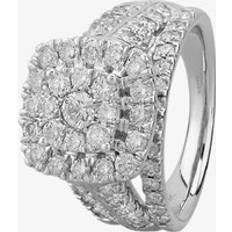 Grey - Women Rings Pure Brilliance 9ct White Gold 2.00ct Diamond Shouldered Cushion Cluster Ring THR18930-200 Silver