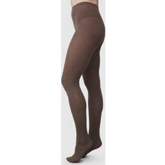 Swedish Stockings Ylva Wool Fishbone Tights Strumpbyxor Dam Brun