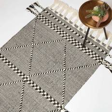 Fringes Carpets Homescapes Edessa Kilim Wool Black