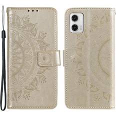 Skalo Motorola Moto G73 5G Mandala Flip Cover Guld