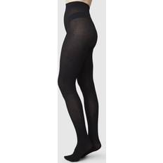 Swedish Stockings Ylva Organic Wool Fishbone Tights Black