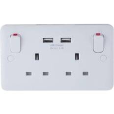 Schneider Electric Lisse vit gjuten GGBL30202USBAS 2-delad 13 A switchat uttag 2.1A 2 x USB-laddare