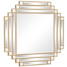 Brass Interior Details Melody Maison Square Gold Art Deco Fan Wall Mirror 55Cm X