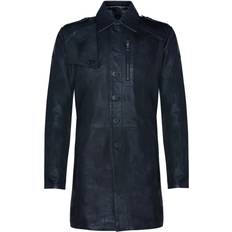 5XL - Man Jassen Infinity Leather Heren Lederen Trenchcoat - Zwart