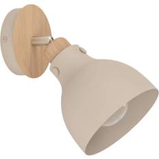 Beige Spotlights Eglo Arrecife Wall Light Sand Wood Look Brown Spotlight