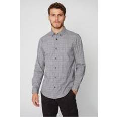 Flannel Shirts Threadbare 'Zedd' Cotton Long Sleeve Check Shirt With Stretch Grey