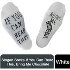 Slogan Socks "Bring Me Chocolate” White & Grey