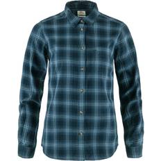 Blå - Dame Skjorter Fjällräven Ovik Flannel Shirt - Dark Navy/Indigo Blue