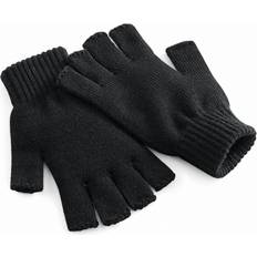 Acrylic Gloves Beechfield Unisex Plain Basic Fingerless Winter Gloves S/M Black