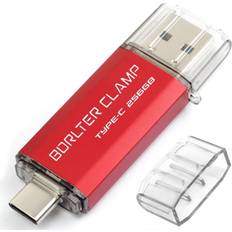 BorlterClamp 256GB USB C Flash Drive 2 in 1 OTG USB 3.0 Memory Stick for Android Smartphones Samsung Galaxy S9/S8/Note 9, LG