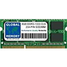 Global Memory 8GB DDR3 1333MHz PC3-10600 204-PIN SODIMM MINNE RAM FÖR INTEL MAC MINI/MAC MINI SERVER MITTEN 2011 IMAC i5/i7 MITTEN 2010 IMAC i3/i5/i7 MITTEN/SENT 2011