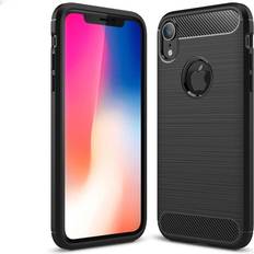 Stoßschutz König Design Schutz handy hülle für apple iphone xr case cover bumper carbon optik schwarz Schwarz