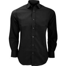 Unisex Shirts Kustom Kit Tailored Long Sleeved Business Shirt Black in