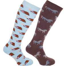 Universal Textiles Womens Ladies Animal Design Welly Socks 2 Pairs