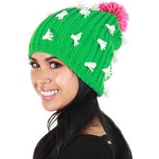 Cactus Knit Adult Beanie Costume Hats - Green/Pink/White