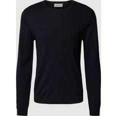Pierre Cardin Overdele Pierre Cardin Strickpullover aus Wolle mit Rundhalsausschnitt in Marineblau, Größe