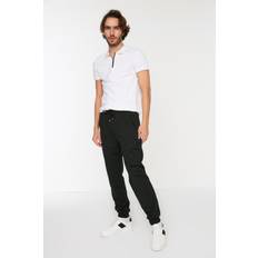 Trendyol Collection Herr svart herr normal passform dragkedja fickor sweatpants