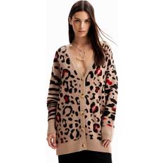 Oversize Cardigans Desigual Cardigan Oversize Léopard Femme - Marron