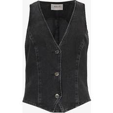 Denim Chalecos Agolde Black Heller Denim Vest Spider O/D Black