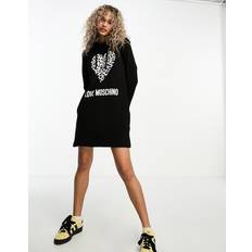 Fleece Klänningar Love Moschino – Svart sweatshirtklänning med huva och logga-Svart/a IT