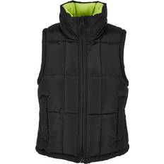 Gula Västar Urban Classics Väst Reversible Cropped Puffer Vest för Dam svart/neon