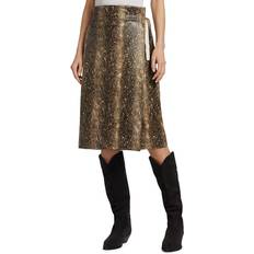 Polyurethane Skirts Ganni Brown Snake Midi Skirt 383 Snake Starfish DK