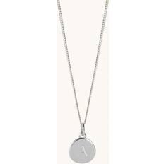 Jewellery Initial Disc Necklace in Silver With Curb Chain