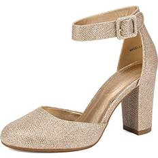 Dream Pairs Womens High Heels Ankle Strap - Gold/Glitter