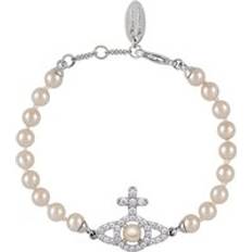 Vivienne Westwood Bracelets Vivienne Westwood Olympia Pearl Strand Silver Tone Bracelet Silver White 17.5cm