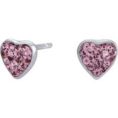 Nordahl Jewellery Silver Örhängen Nordahl Jewellery Noa Kids Hjärta Örhängen - Silver/Rosa Kristall