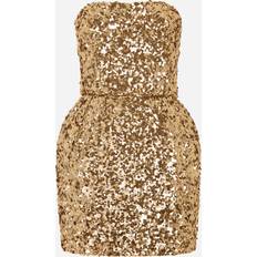 Dolce & Gabbana Gold Dresses Dolce & Gabbana Short sequined strapless dress